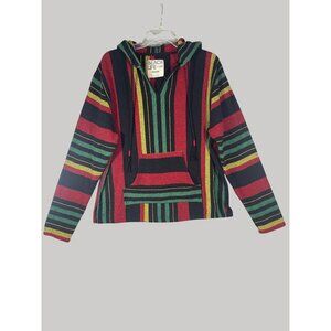 Beach life by Ladrft size Medium Striped Poncho Hoodie Pre-owned